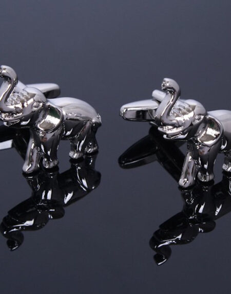 Mens Stainless Steel Silver Elephants Cufflinks for Shirt with Box - Hand Crafted Perfect Gift - Amedeo Exclusive