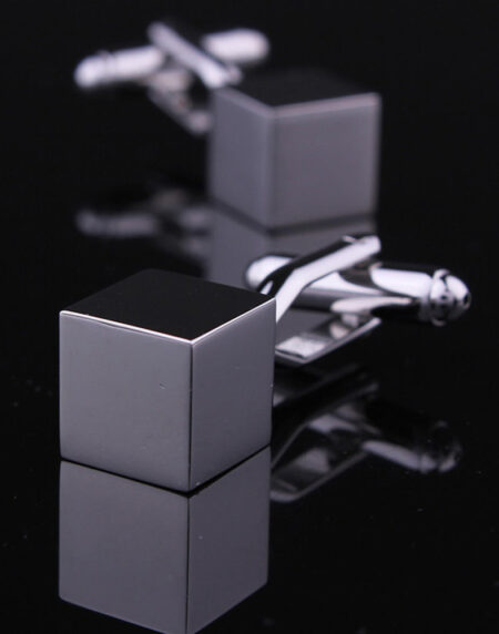 Mens Stainless Steel Sold Silver Cubes Cufflinks for Shirt with Box - Hand Crafted Perfect Gift - Amedeo Exclusive