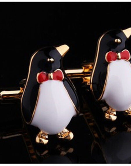 Mens Stainless Steel Gold Penguins Cufflinks for Shirt with Box - Hand Crafted Perfect Gift - Amedeo Exclusive
