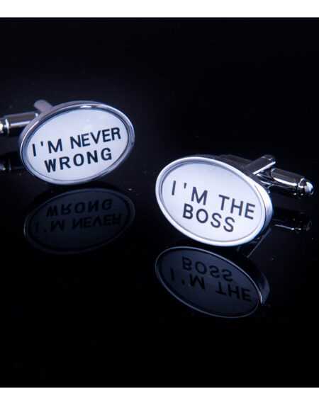 Men's Stainless Steel Im The Boss Cufflinks with Box - Amedeo Exclusive