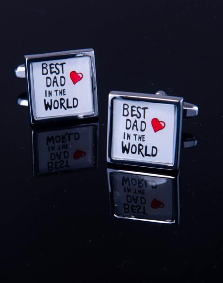 Men's Stainless Steel Square Best Dad Cufflinks with Box - Amedeo Exclusive