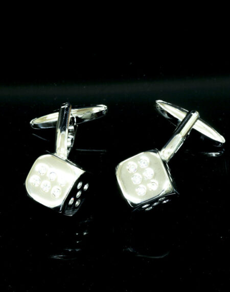 Men's Stainless Steel Flashy Dice Cufflinks with Box - Amedeo Exclusive