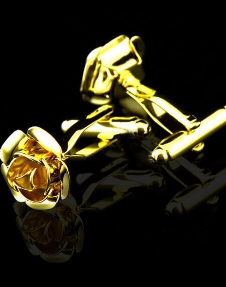 Men's Stainless Steel Gold Rose Cufflinks with Box - Amedeo Exclusive