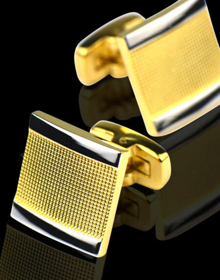 Men's Stainless Steel Gold Squares Cufflinks with Box - Amedeo Exclusive