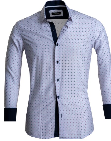 Off White Mens Slim Fit French Cuff Dress Shirts with Cufflink Holes - Casual and Formal - Amedeo Exclusive