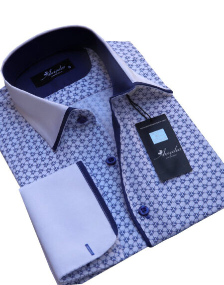 White Design Mens Slim Fit Designer Dress Shirt - tailored Cotton Shirts for Work and Casual Wear - Amedeo Exclusive