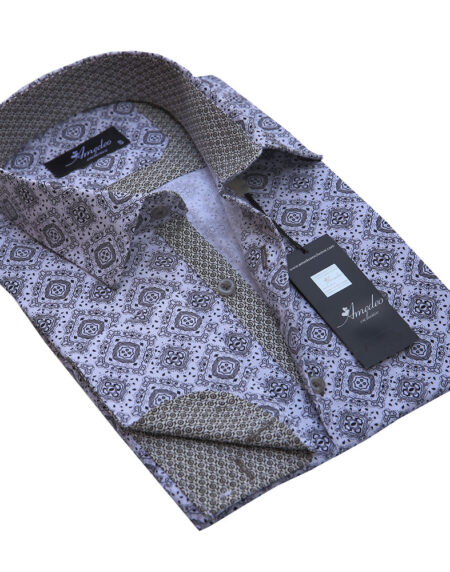 White Black Grey Design Mens Slim Fit Designer Dress Shirt - tailored Cotton Shirts for Work and Casual Wear - Amedeo Exclusive