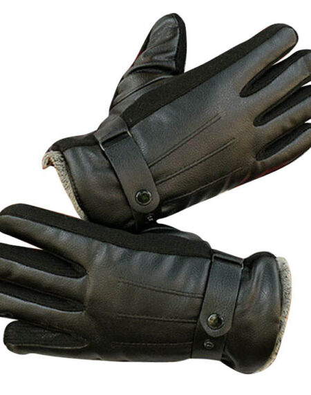 Black Unisex soft PU leather gloves Full Finger Texting Winter Lined Driving Gloves - Amedeo Exclusive