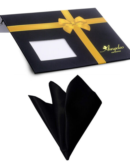 Men's Black Pocket Square Hanky Handkerchief - Amedeo Exclusive