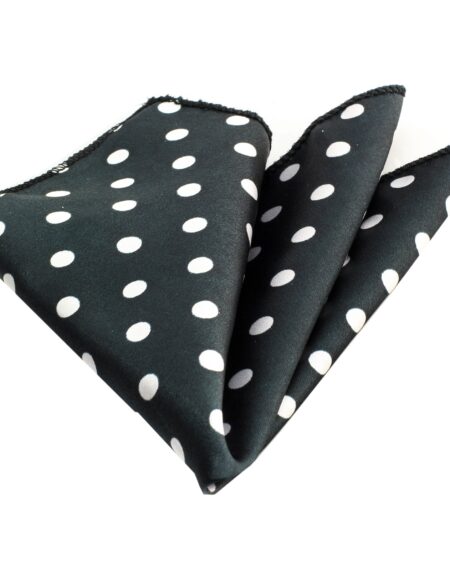 Men's Black White Dots Pocket Square Hanky Handkerchief - Amedeo Exclusive