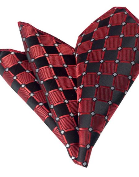 Men's Red Black Pocket Square Hanky Handkerchief - Amedeo Exclusive