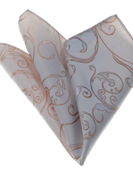 Men's White Gold Paisley Checkered Snowflakes Handkerchief - Amedeo Exclusive