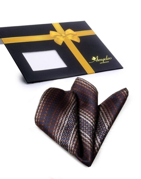 Men's Brown Knitted Snowflakes Handkerchief - Amedeo Exclusive