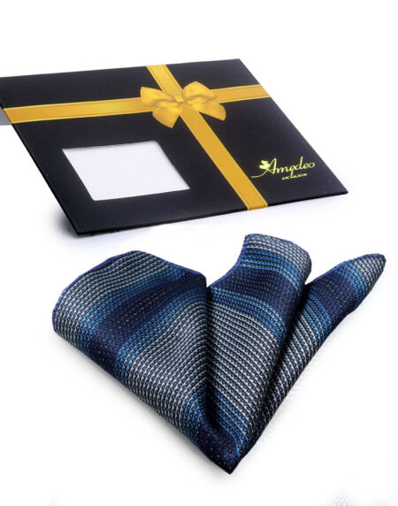 Men's 3 Blue Shades Pocket Square Hanky Handkerchief - Amedeo Exclusive