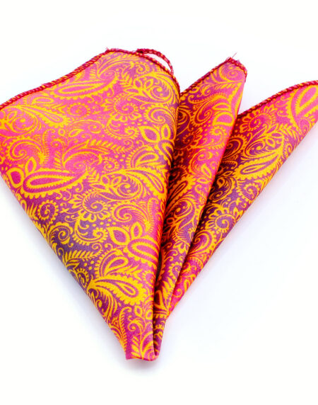 Men's Orange & Blue Paisley Pocket Square Hanky Handkerchief - Amedeo Exclusive