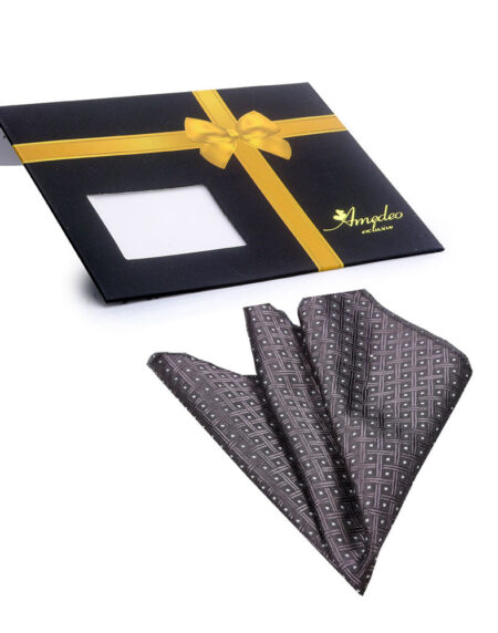 Men's Charcoil Check Pocket Square Hanky Handkerchief - Amedeo Exclusive