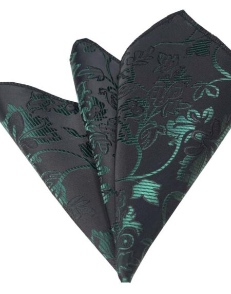 Men's Green Black Paisley Pocket Square Hanky Handkerchief - Amedeo Exclusive
