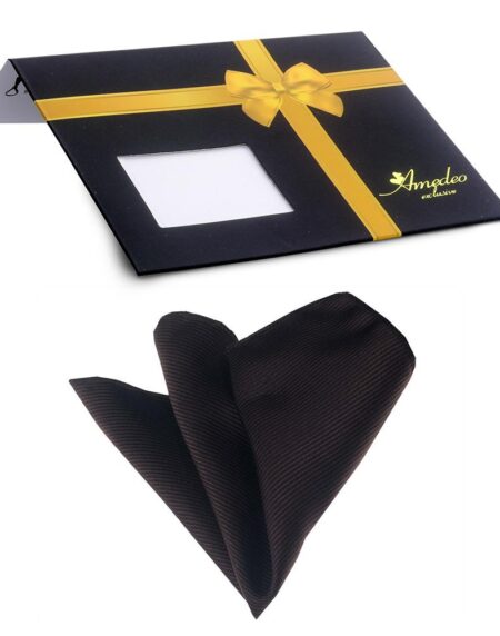 Men's Brown Pocket Square Hanky Handkerchief - Amedeo Exclusive