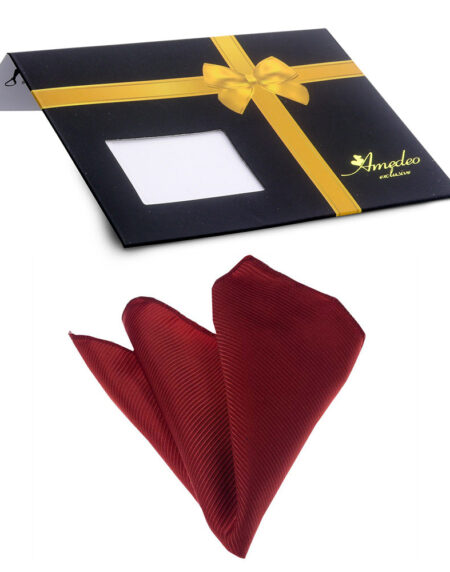 Men's Red Pocket Square Hanky Handkerchief - Amedeo Exclusive