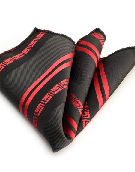 Men's Red Black Greek Squares Pocket Square Hanky Handkerchief - Amedeo Exclusive