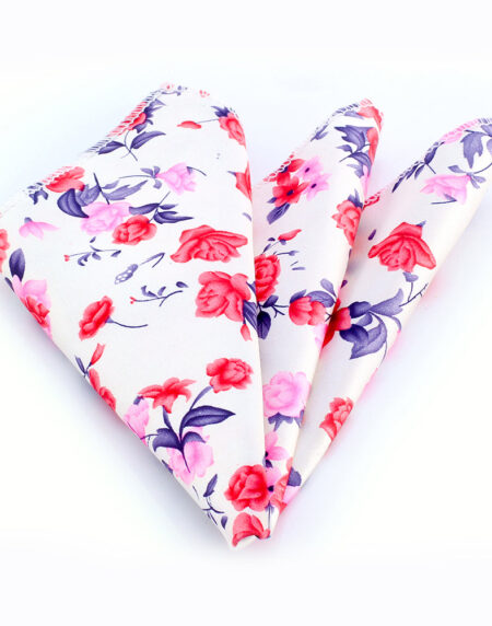 Men's Rose white floral Pocket Square Hanky Handkerchief - Amedeo Exclusive