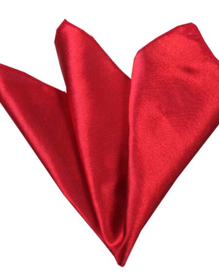 Men's Candy solid red soft silk Pocket Square Hanky Handkerchief - Amedeo Exclusive