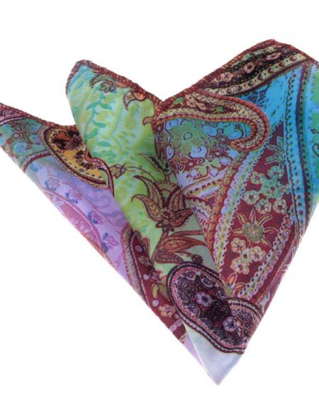 Men's Parrot Paisley Pocket Square Hanky Handkerchief - Amedeo Exclusive