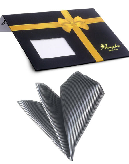 Men's Silver Pocket Square Hanky Handkerchief - Amedeo Exclusive
