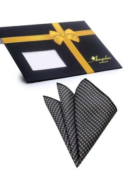 Men's Black white Snowflakes Handkerchief - Amedeo Exclusive