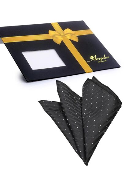 Men's Black White Flakes Square Hanky Handkerchief - Amedeo Exclusive