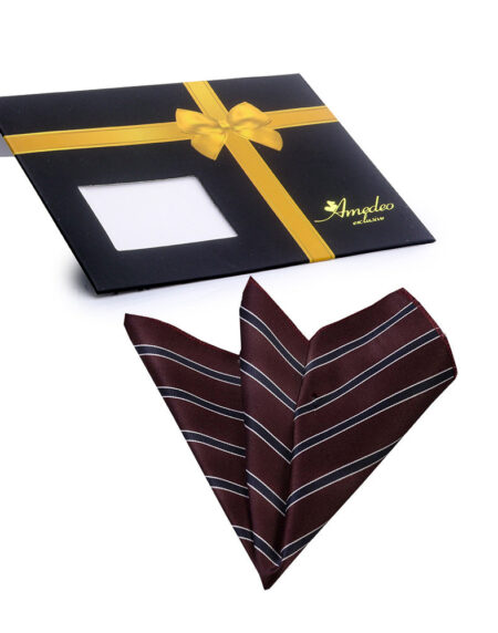 Men's maroon with black plaids Pocket Square Hanky Handkerchief - Amedeo Exclusive