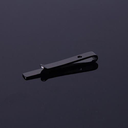 Men's Black Shiny Metallic Stainless Steel Tie Clips - Amedeo Exclusive