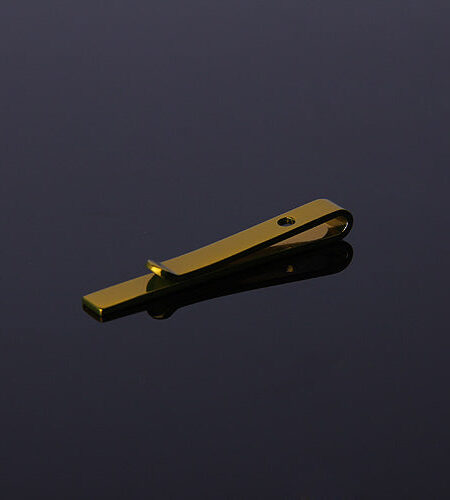 Men's Gold Shiny Metallic Stainless Steel Tie Clips - Amedeo Exclusive
