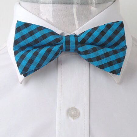 Men's Blue Black Silk Pre-Tied Bow Tie - Amedeo Exclusive