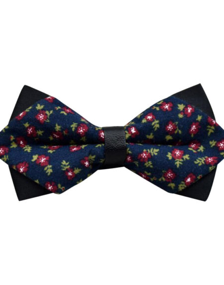 Men's Blue Green Pink Floral 100% Cotton Pre-Tied Bow Tie - Amedeo Exclusive