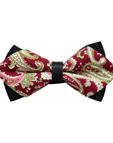 Men's Burgandy Paisley 100% Cotton Pre-Tied Bow Tie - Amedeo Exclusive