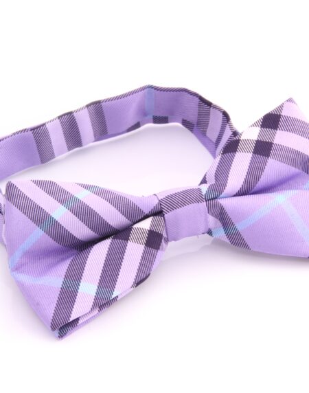 Men's Purple Plaid Silk Pre-Tied Bow Tie - Amedeo Exclusive