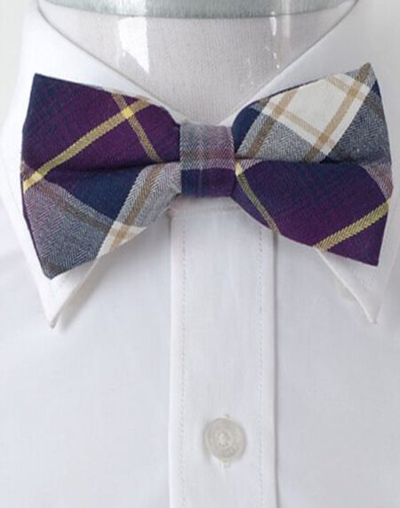 Men's Purple Nova Plaid Silk Pre-Tied Bow Tie - Amedeo Exclusive