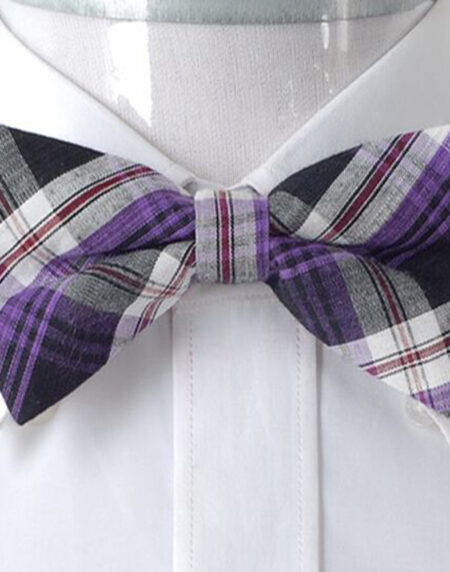 Men's Purple & Black Silk Pre-Tied Bow Tie - Amedeo Exclusive