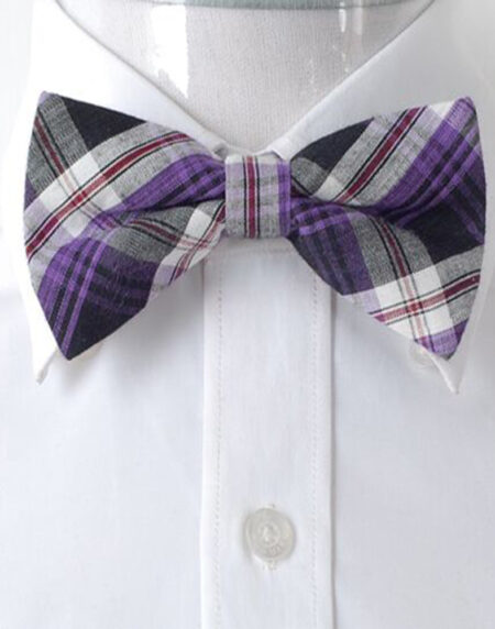 Men's Purple & Black Silk Pre-Tied Bow Tie - Amedeo Exclusive