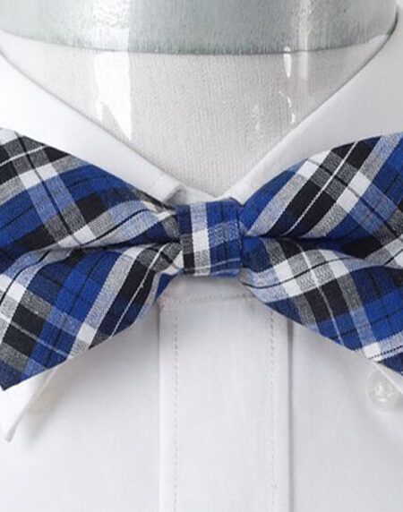 Men's Blue White & Black Silk Pre-Tied Bow Tie - Amedeo Exclusive