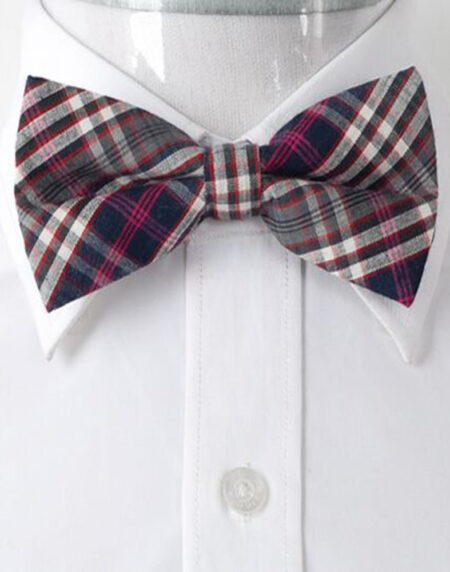 Men's  Blue & Pink Nova Plaid Pre-Tied Bow Tie - Amedeo Exclusive