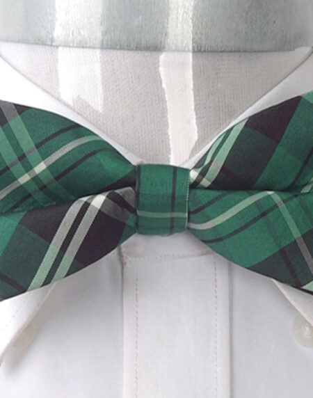 Men's Green Thin Nova Plaid Silk Pre-Tied Bow Tie - Amedeo Exclusive
