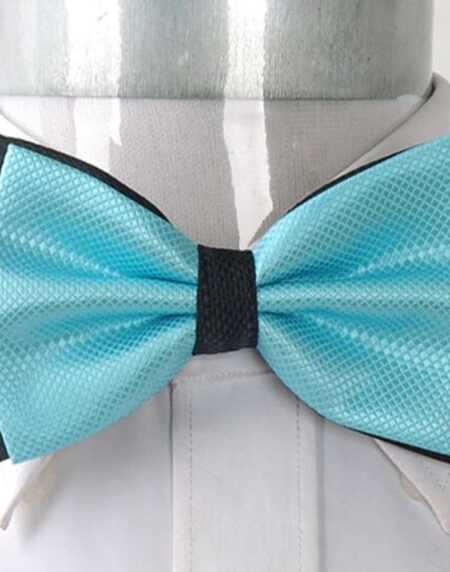 Men's Sky Blue Plaid Silk Pre-Tied Bow Tie - Amedeo Exclusive