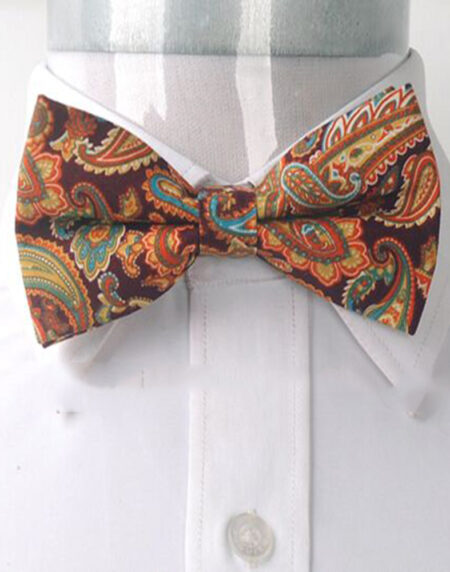 Men's Burgundy Paisley Silk Pre-Tied Bow Tie - Amedeo Exclusive