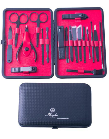 Unisex Stainless Steel 19 Piece Red Manicure & Pedicure Set - Amedeo Exclusive