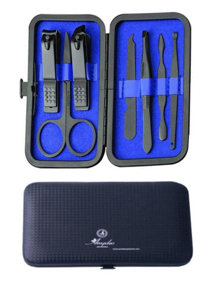 Unisex Stainless Steel 7 Piece Sets Dark Blue Manicure & Pedicure Set - Amedeo Exclusive