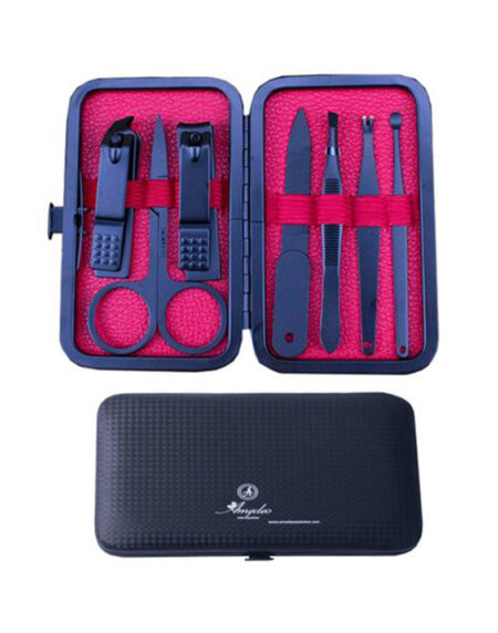 Unisex Stainless Steel 7 Pieces Red Manicure & Pedicure Set - Amedeo Exclusive