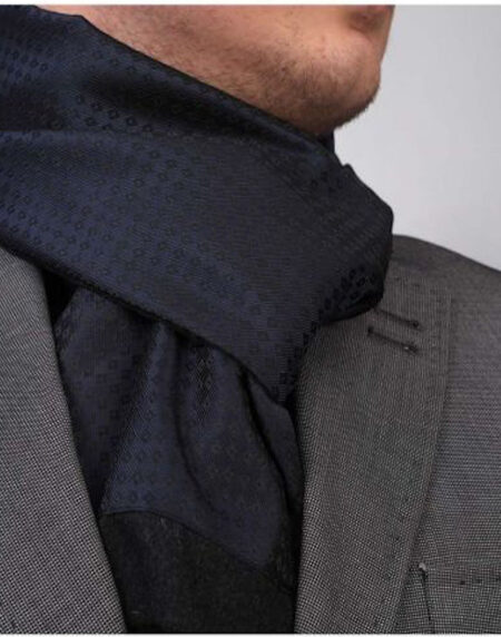 Unisex Navy Blue Dress Scarves for Winter Made of Silk Blend - Amedeo Exclusive