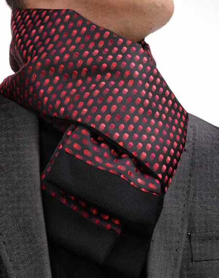Unisex Soft Red Black Lines  Scarves for Winter Made of Silk Blend - Amedeo Exclusive